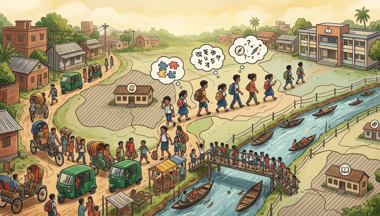 Misplaced Learning and School Catchment Area Problem in Bangladesh